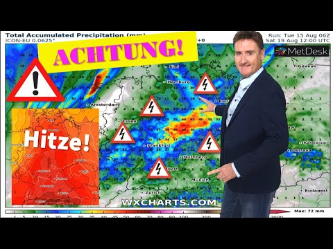 Schwergewitterlage! Tropische Schwüle mit Starkregen! Ab Freitag heiß, regionale Hitzewelle möglich!