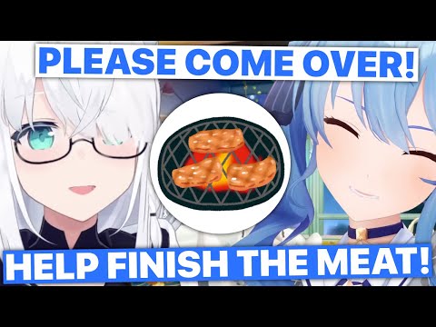 Fubuki Called By Suisei To Help Finish Meat (Hololive) [Eng Subs]
