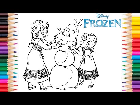 Coloring Elsa & Anna Building a Snowman - Frozen Coloring Pages | Labolina Coloring TV