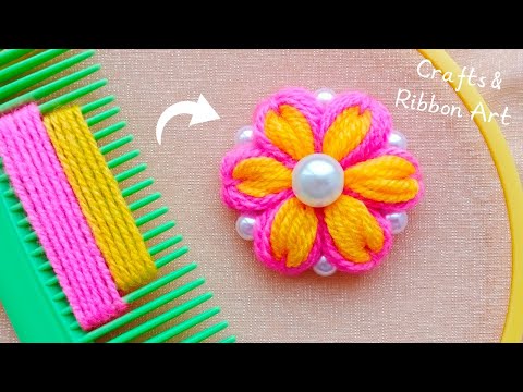 It's so Beautiful 💖🌟 Super Easy Woolen Flower Craft Idea with Hair Comb - DIY Woolen Flowers