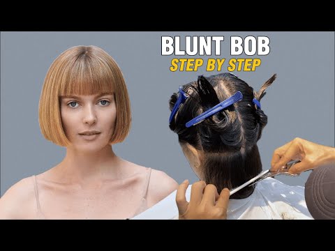 Blunt bob with straight bangs haircut tutorial from Boys And Girls Hairstyles