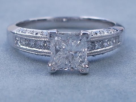 1.37 ctw Princess Cut E SI1 Diamond Engagement Ring - BigDiamondsUSA