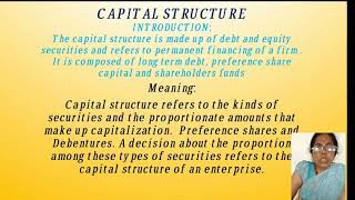 Financial management introduction meaning of capital structure SESSION 39