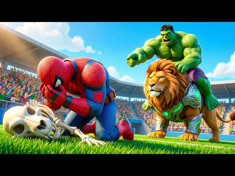 🦁🕷SPIDERMAN Wins the Legendary Lions Racing Championship - Epic Racing Challange