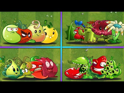 Best 4 Team GREEN & RED Plants vs Team Zombie - Who Will Win? - PvZ 2 Team Plants Battlez