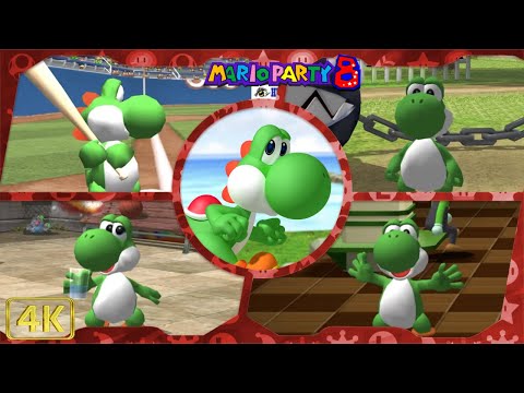 All Minigames (Yoshi gameplay) | Mario Party 8 for Wii ⁴ᴷ