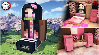 ⛏️ Minecraft Build Tutorial :: How to build a Cute Nezuko House 🌸 [마인크래프트 귀멸의 칼날 네즈코 집짓기 건축강좌]
