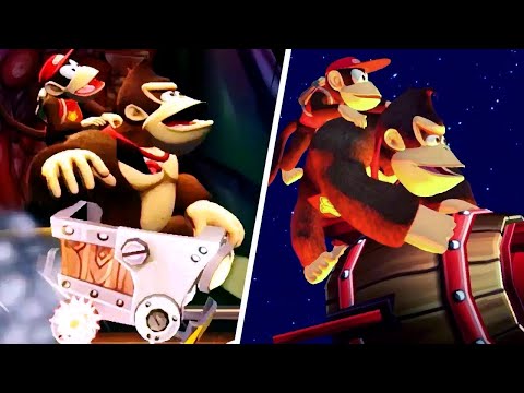 Donkey Kong Country Returns HD - All Mine Cart & Rocket Barrel Levels (No Damage)