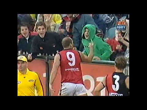 David Neitz kicks his 3rd, which has upset Bomber fans behind the goals - Melbourne - 2004 - AFL