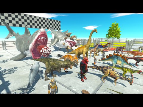 NEW UPDATE MUTANT MEGALODON SPEED RACE CHASING ALL UNIT - Animal Revolt Battle Simulator