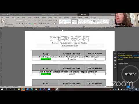 Inner West Ordinary Council Meeting - 28 September 2021