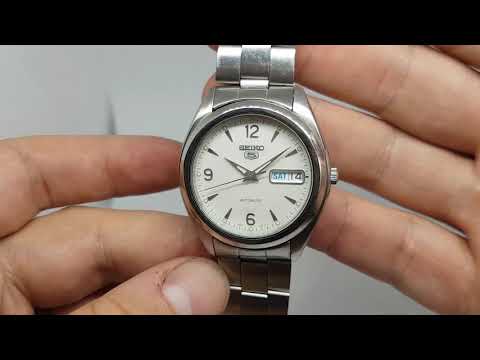 1998 Seiko 5 automatic watch with unusual hour markers.  Model 7S26-0060
