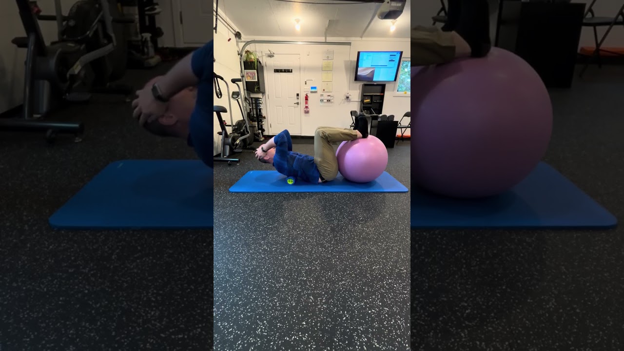 1. Supine Stability Ball Assisted Foam Roll Thoracic Spine Extension (Side View)