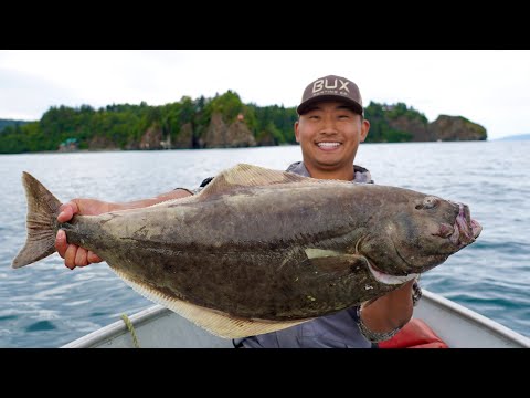 Remote Alaska Island Halibut Catch Clean Cook!