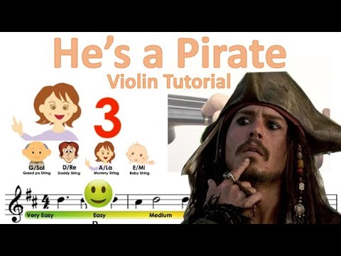 He's a Pirate from Pirates of the Caribbean sheet music and easy violin tutorial