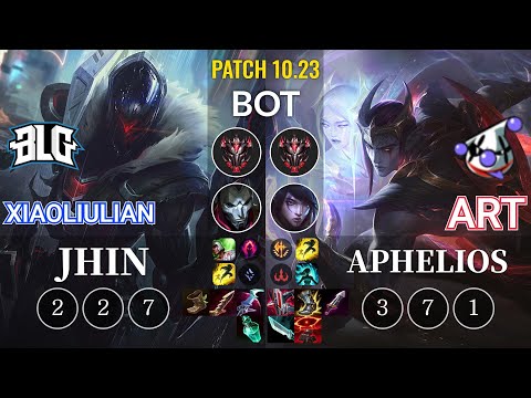 BLG xiaoliulian Jhin vs RJ Art Aphelios Bot - KR Patch 10.23