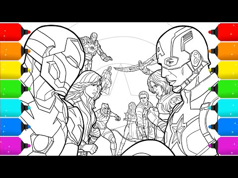 Digital Drawing Avengers Civil War  For Coloring Pages -Timelapse Video