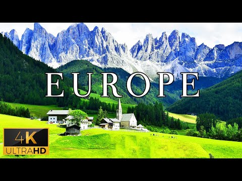 FLYING OVER EUROPE (4K UHD) - Piano Music Along With Beautiful Landscape Videos For TV