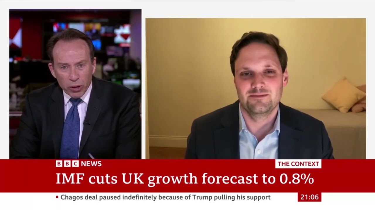 Harry Quilter-Pinner on BBC News discussing the IMF economic forecast