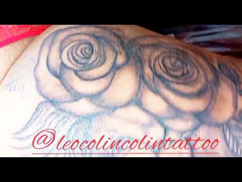 Leão tattoo rosas sombreada Leo Colin tattoo