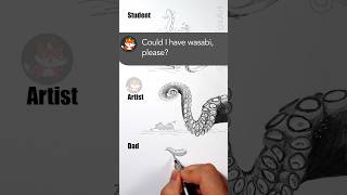Sea monster! Dad vs Artist how to draw octopus tentacles sea monster sushi #illustration #art