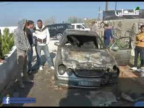 احراق المستوطنون للسيارات في قرية فرعطة شرقي قلقيلية - تقرير احمد شاور