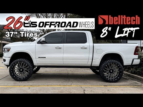 From STOCK to SHOCK: 2021 RAM 1500 Laramie | 8\" Belltech Lift Kit, 26x12 TIS 547BM Wheels, 37\" Furys
