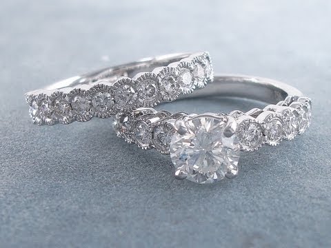 2.22 ctw Round Cut G VS2 Diamond Engagement Ring Set - BigDiamondsUSA