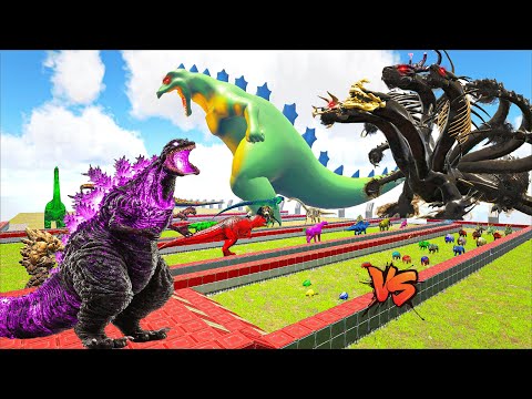 Shin godzilla deathrun vs Black Dragon x Dinosaurs T rex in ALL Boss Ark Dinosauurs