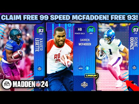 CLAIM YOUR 99 SPEED MCFADDEN NOW! FREE 98 SPEED COMBINE PLAYERS! (MUT 24)