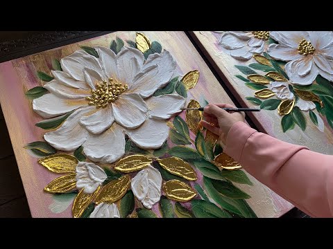 "Creating 3D Flowers: The Technique of Texture Paste and Gold"