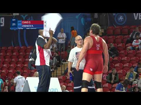 1/2 FS - 130 kg: D. CHAID (USA) v. A. ZABAKOV (KAZ)