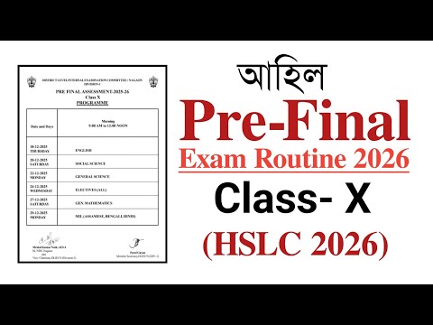 Pre- Final Exam 2026 Routine| Class 10 | HSLC 2026 | Nagaon District| YOU CAN LEARN 