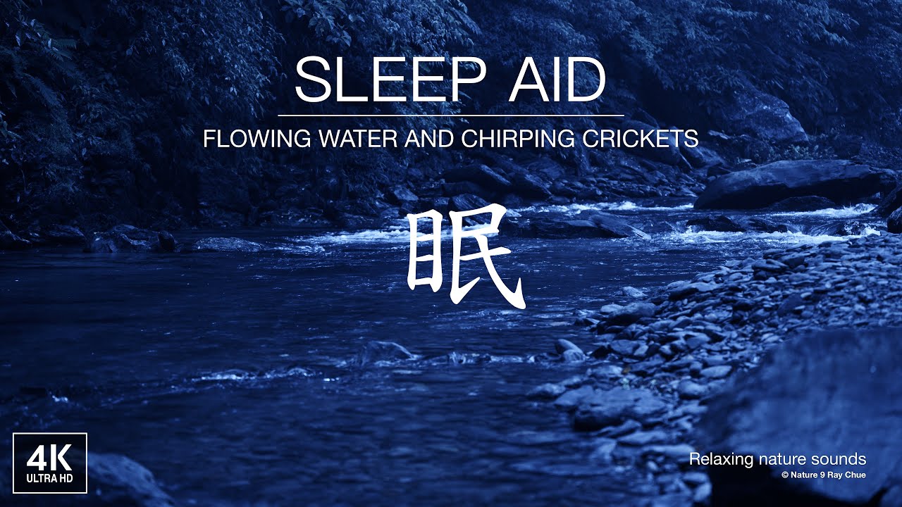 The Night Stream and Crickets' Song - Flowing Water and Chirping Crickets to Help You Sleep.