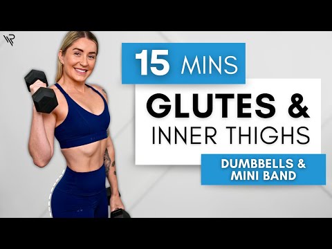 15 Min Inner/Outer Thigh & Glute Dumbbell & Mini Band Workout | Beginner Friendly