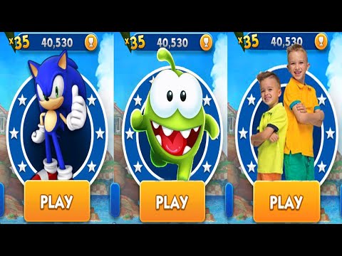 Sonic Dash vs Om Nom Run vs Vlad and Niki Run - All Characters Sonic Knuckles Tails Werehog