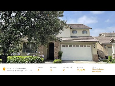 4 Bedroom home for leasing in Rancho Cucamonga property video