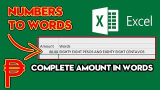 How to convert Number to Amount in Words in Microsoft Excel in Peso and other currencies
