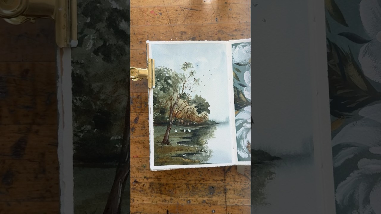 Paint a Lakeside Landscape Using Watercolor