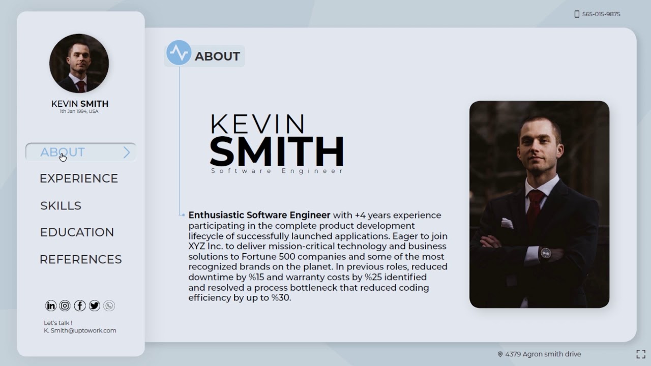 (Kevin) Interactive Resume Template