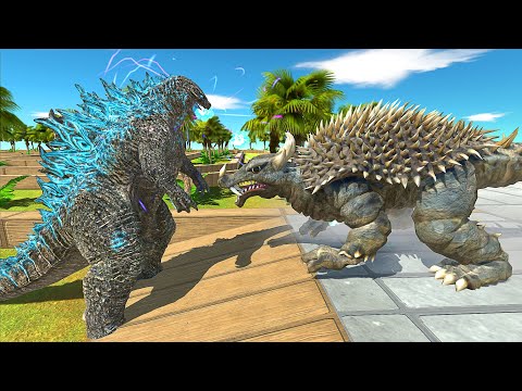 COCONUT ISLAND DEATH RUN GODZILLA 2021 VS ANGUIRUS - Animal Revolt Battle Simulator