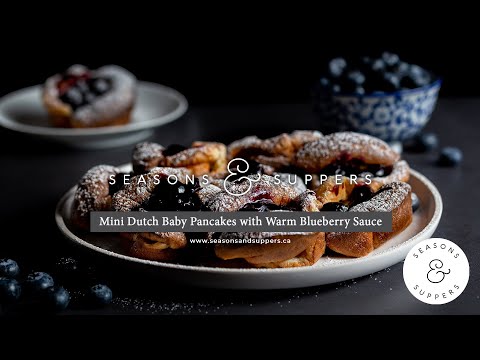 Mini Dutch Baby Pancakes with Warm Blueberry Sauce