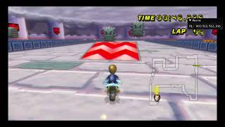 Getting Squished in the air by the Thwomp in Mario Kart Wii