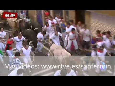 Monday July 8 2013 encierro with Dolores Aguirre bulls in Pamplona