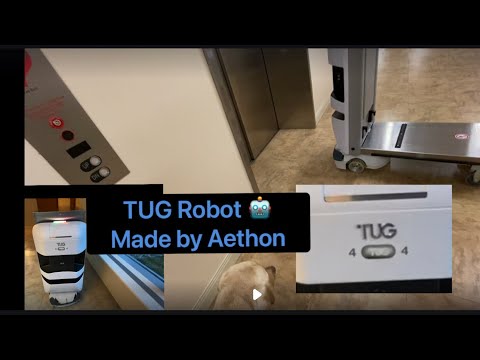 TUG Robot uses a Thyssenkrupp Traction Elevator on Independent Service! (Central DuPage Hospital)