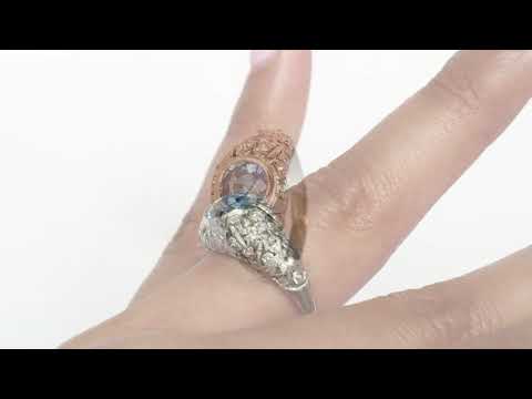 Circa 1910 Edwardian Platinum 1.00ct Round Brilliant Sapphire Engagement Ring-VEG#1444