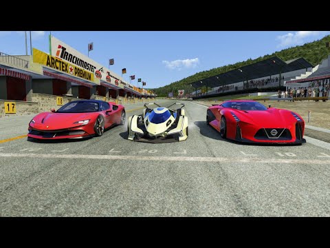 Lamborghini V12 Vision GT vs Ferrari SF90 Stradale vs Nissan Concept 2020 Vision GT at Old Spa