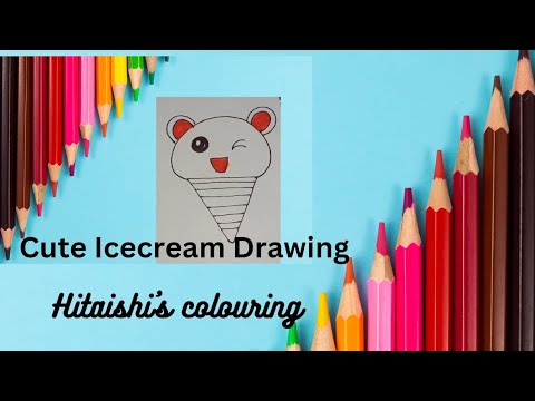 Ice Cream Drawing | How to draw a cute Ice cream with colour easy step by step drawing for beginners