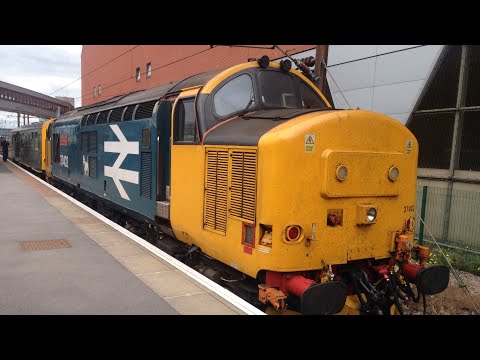 37402 (Stephen Middlemore 23-5-1953 to 18-6-2013) with Caroline leaving Doncaster railway station
