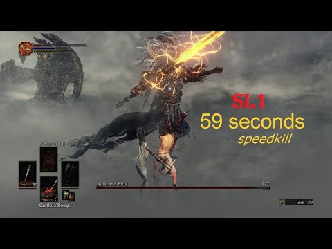 Dark Souls 3 - Nameless King SL1 speedkill (59 seconds)